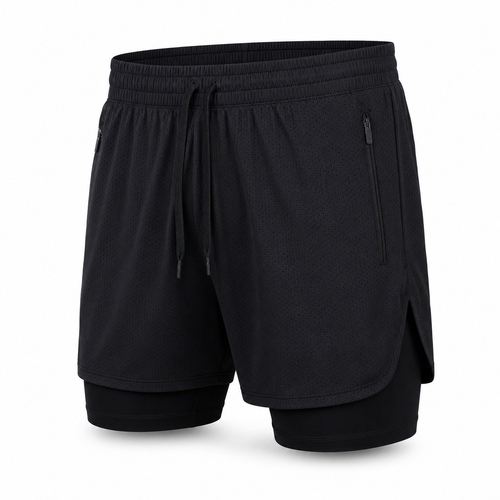 Black ApexLayer 7 inch 2-in-1 training shorts with compression liner