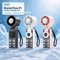 TITEVORA GlacierFlow X1 portable turbo cooling fan in Black, White, and Pink