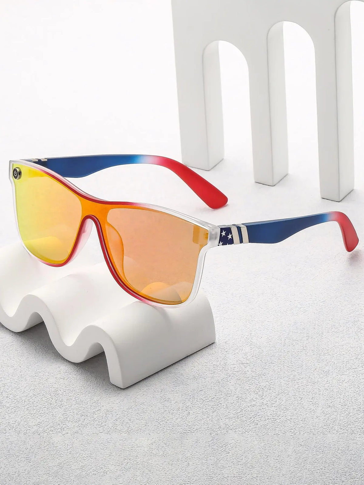 vevolora Riviera Blue and red flat-top mirrored sunglasses